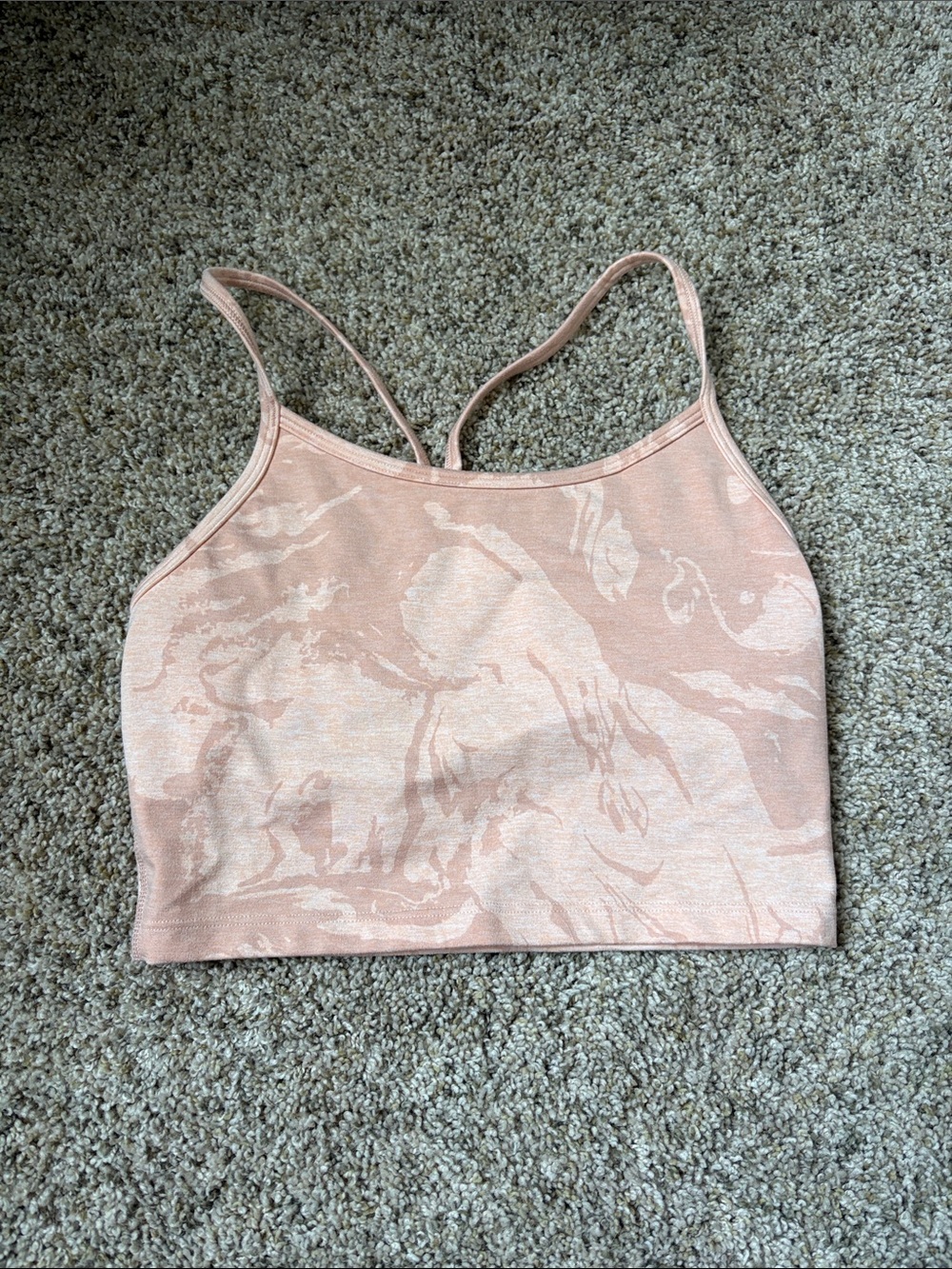 aerie Peach Marble Print Cropped Tank Top